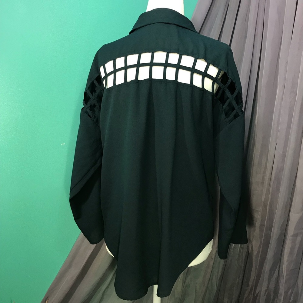 Edgy Open Back Button Up Blouse